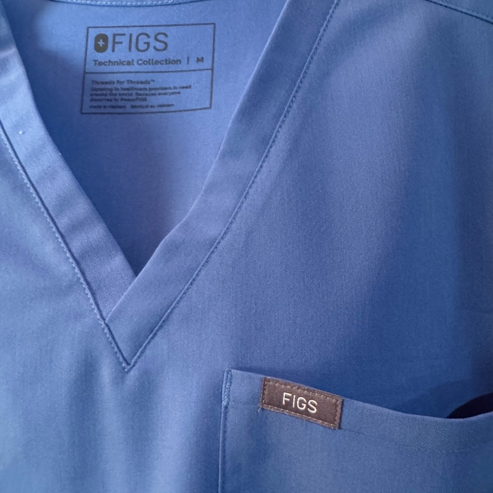 Figs Classic Blue V-Neck Scrub Top